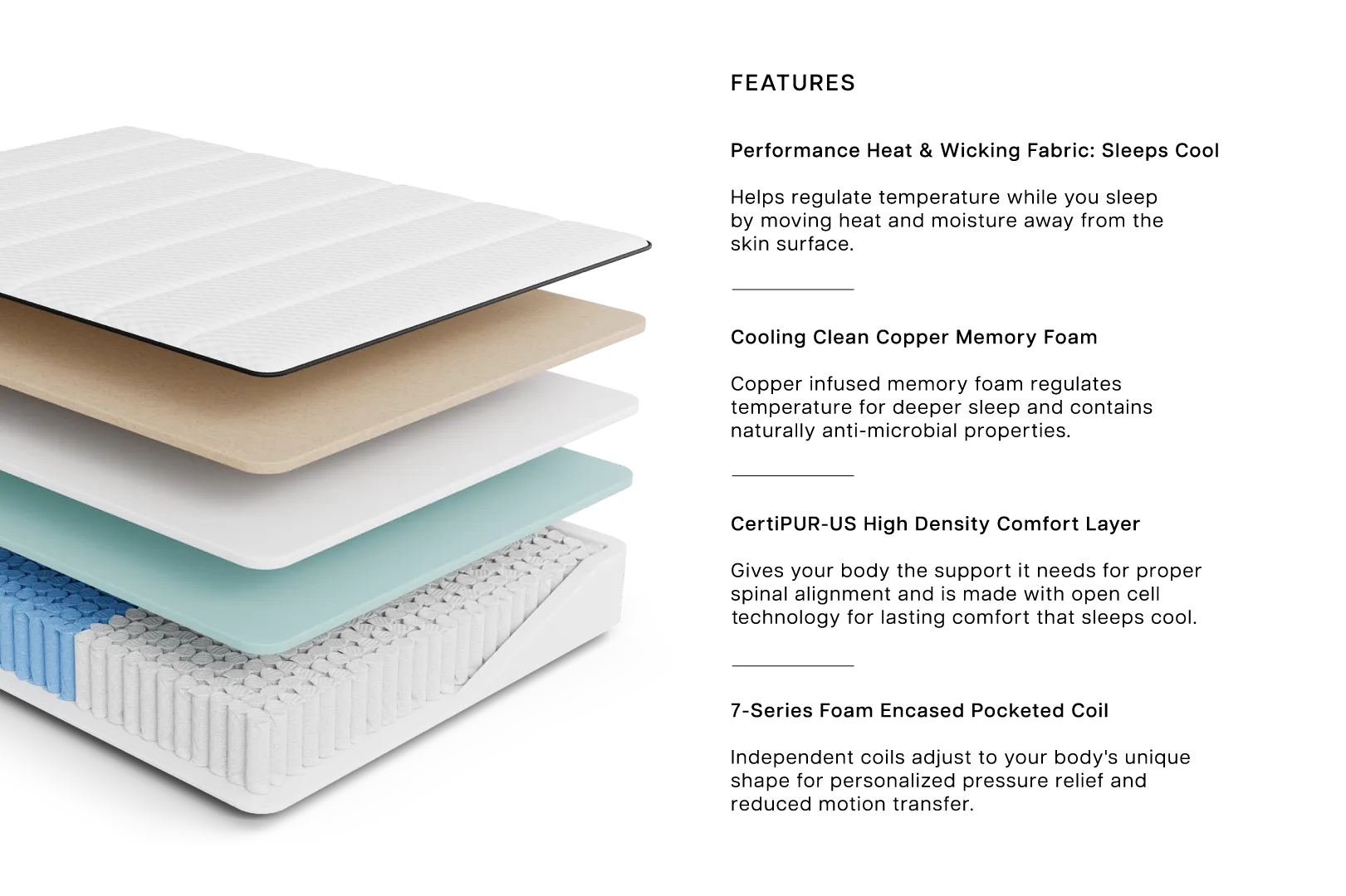 Aurora Hybrid Mattress color blanco