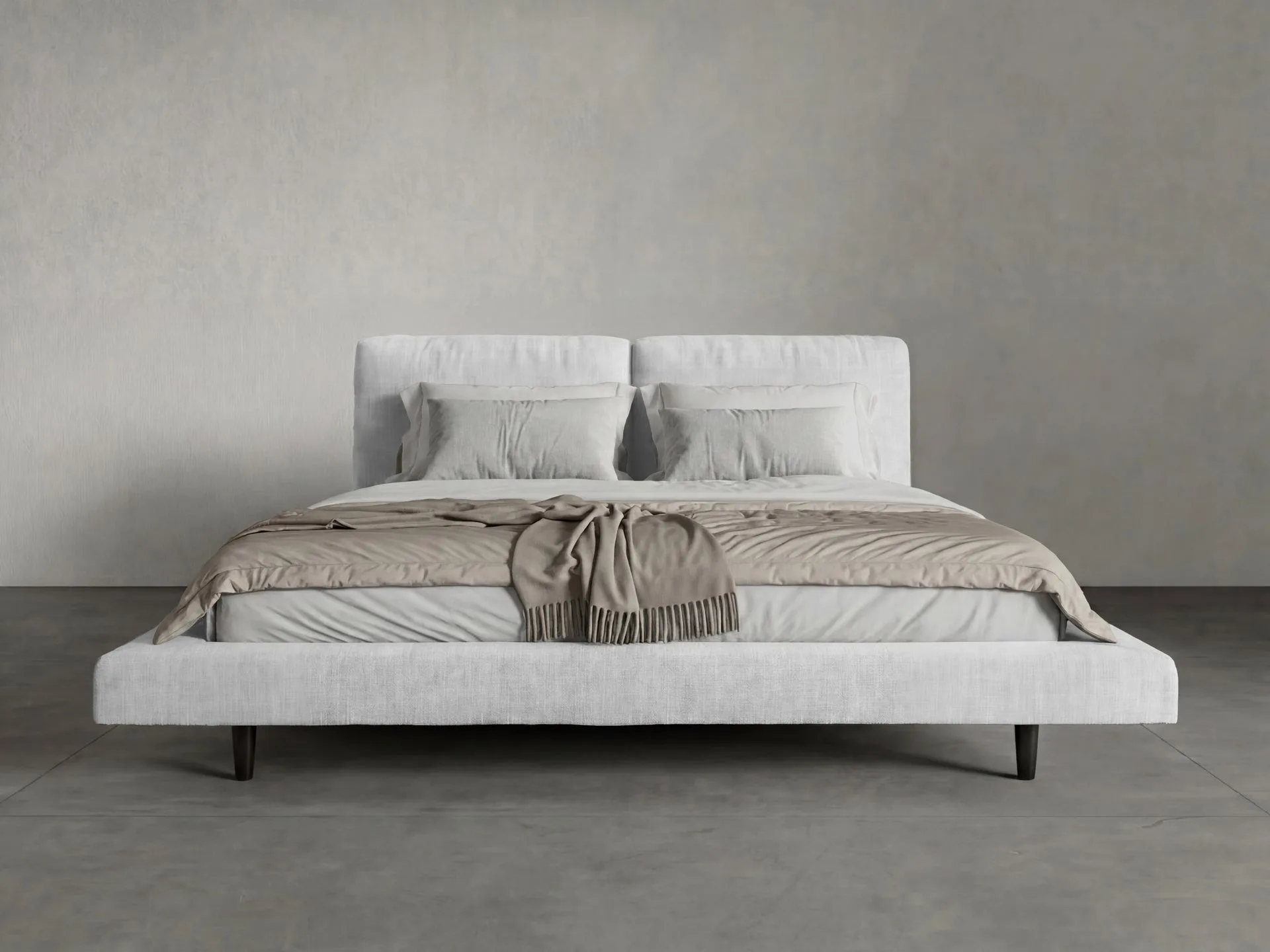Calais King Bed in Natural Fabric en espuma de alta resiliencia, color tela natural