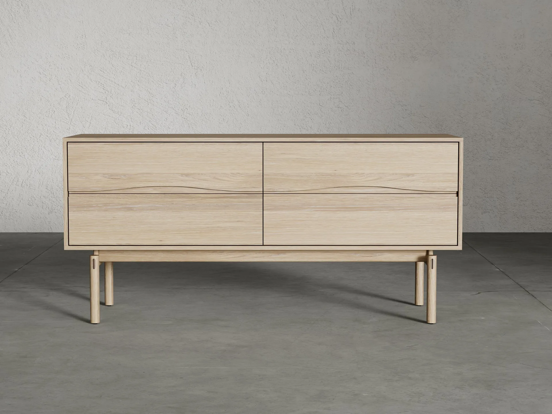 Andover Double Dresser en acero inoxidable, color roble blanqueado