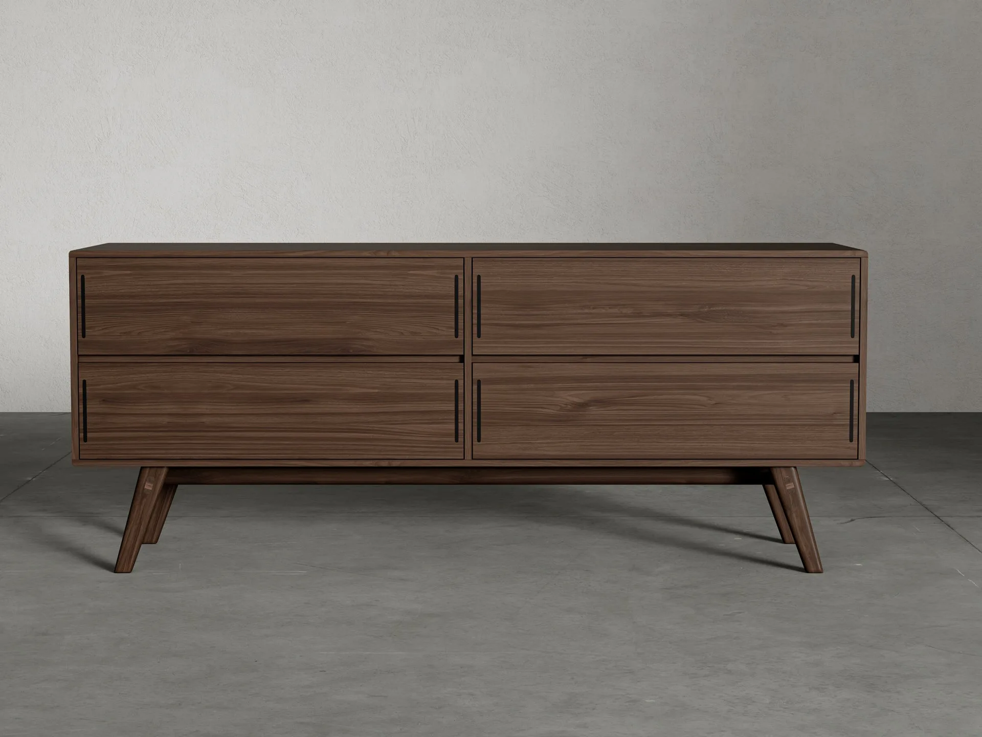 Haru Double Dresser en acero inoxidable, color nogal heredado