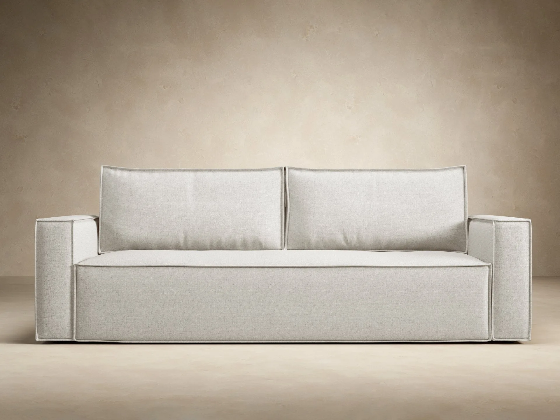 Newilla Standard Arms Sofa Bed en espuma de alta resiliencia, color tela gris suave