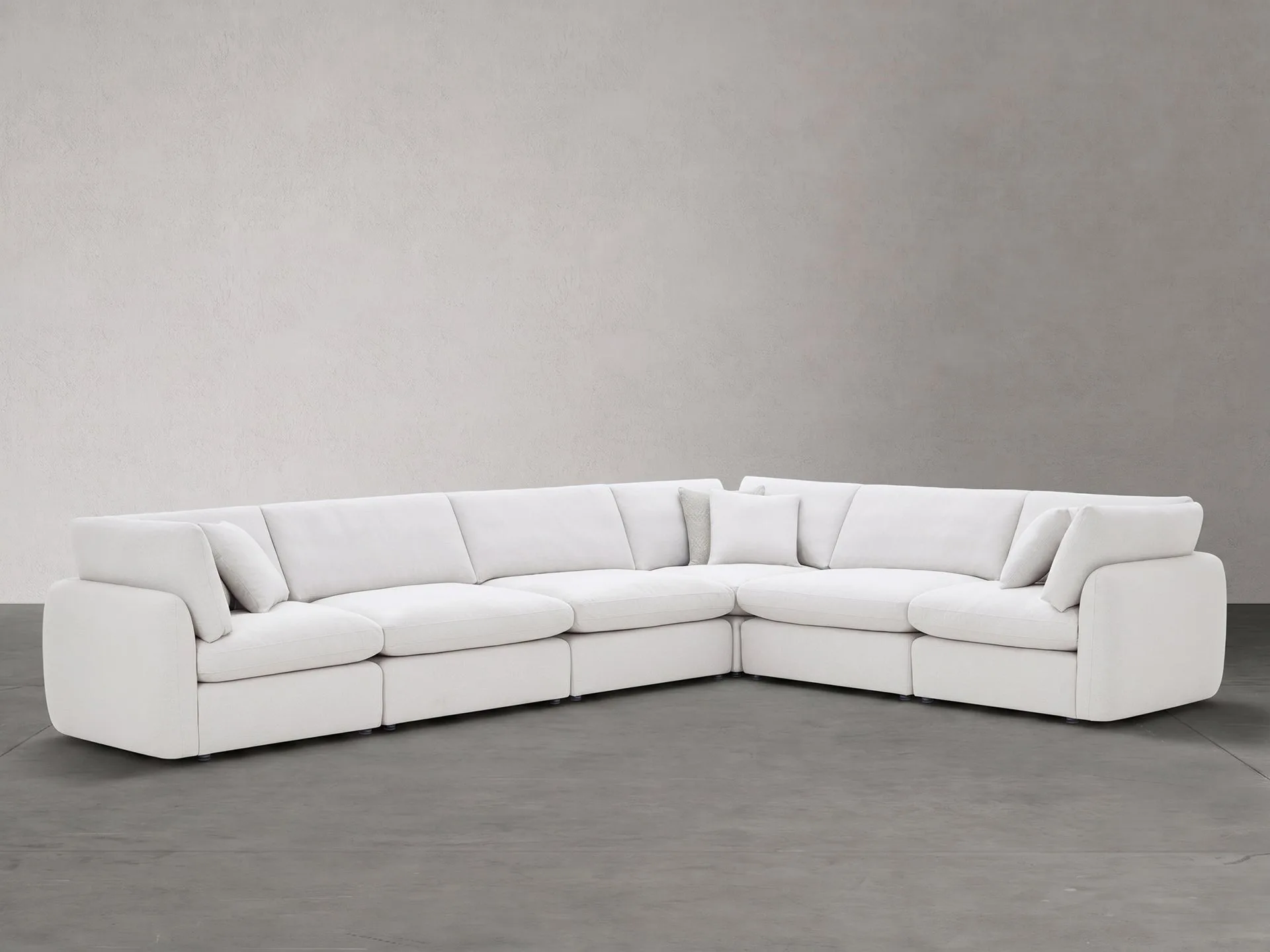 Aura Modular Sofa Set 02 en espuma de alta resiliencia, color tela velo gris