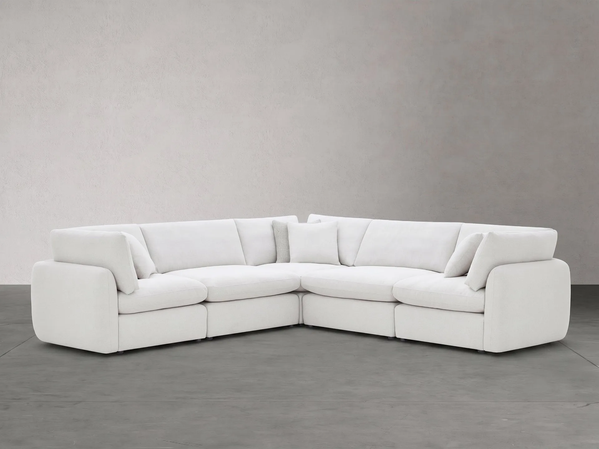 Aura Modular Sofa Set 01 en espuma de alta resiliencia, color tela velo gris