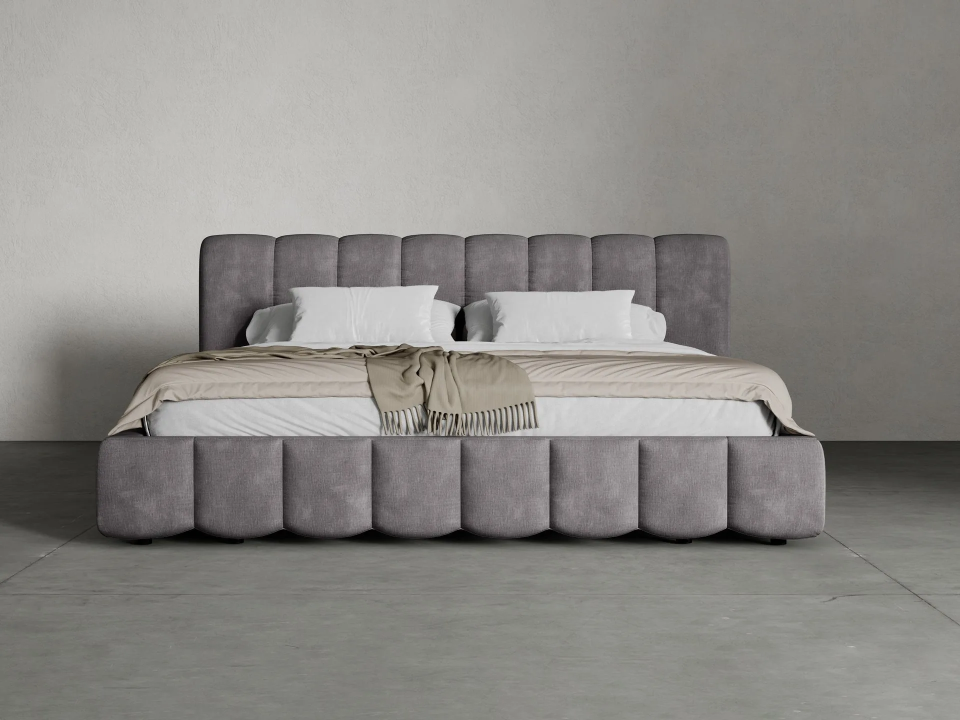 Wilshire Bed en espuma de alta resiliencia, color tela piedra gris