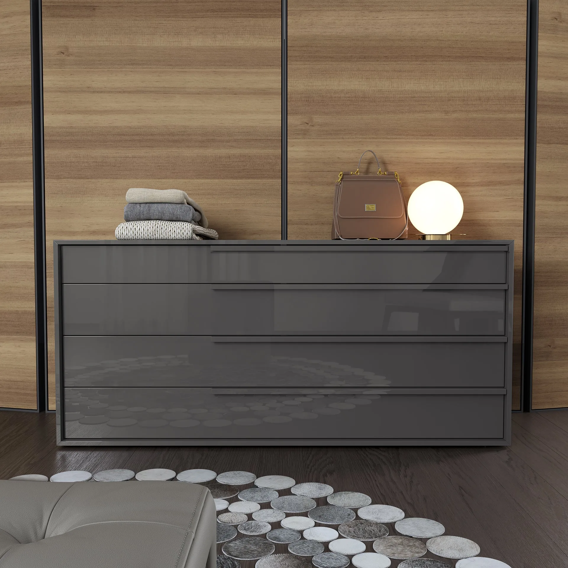 Jane Dresser color gris gaviota oscuro brillante