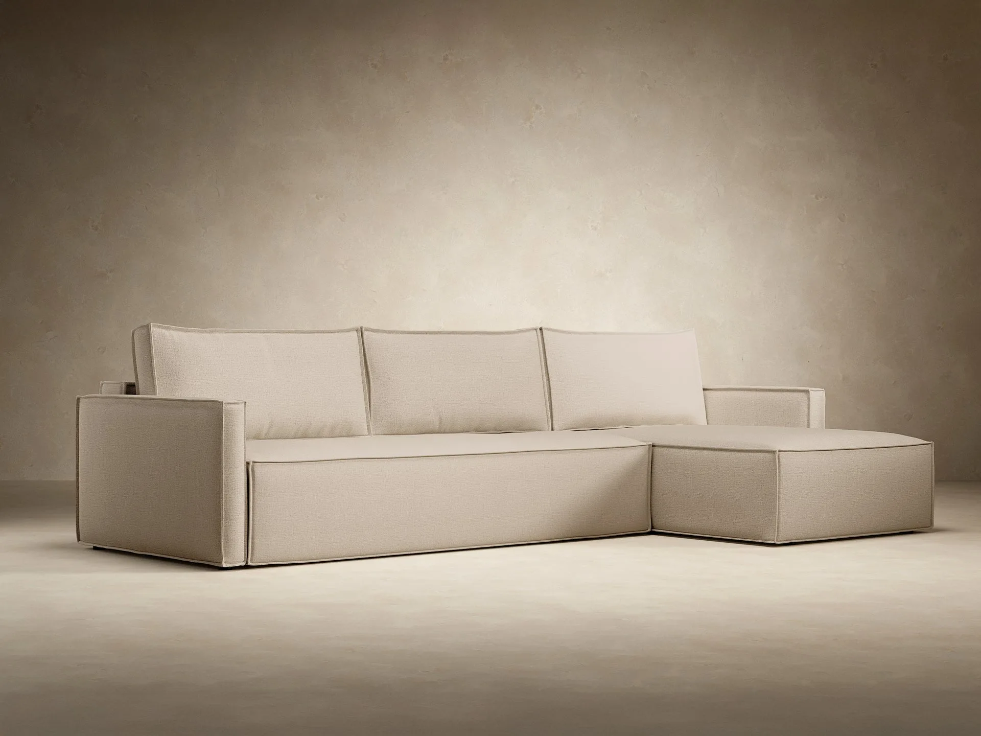 Newilla Slim Arms Sectional Sofa Bed color tela duna del desierto