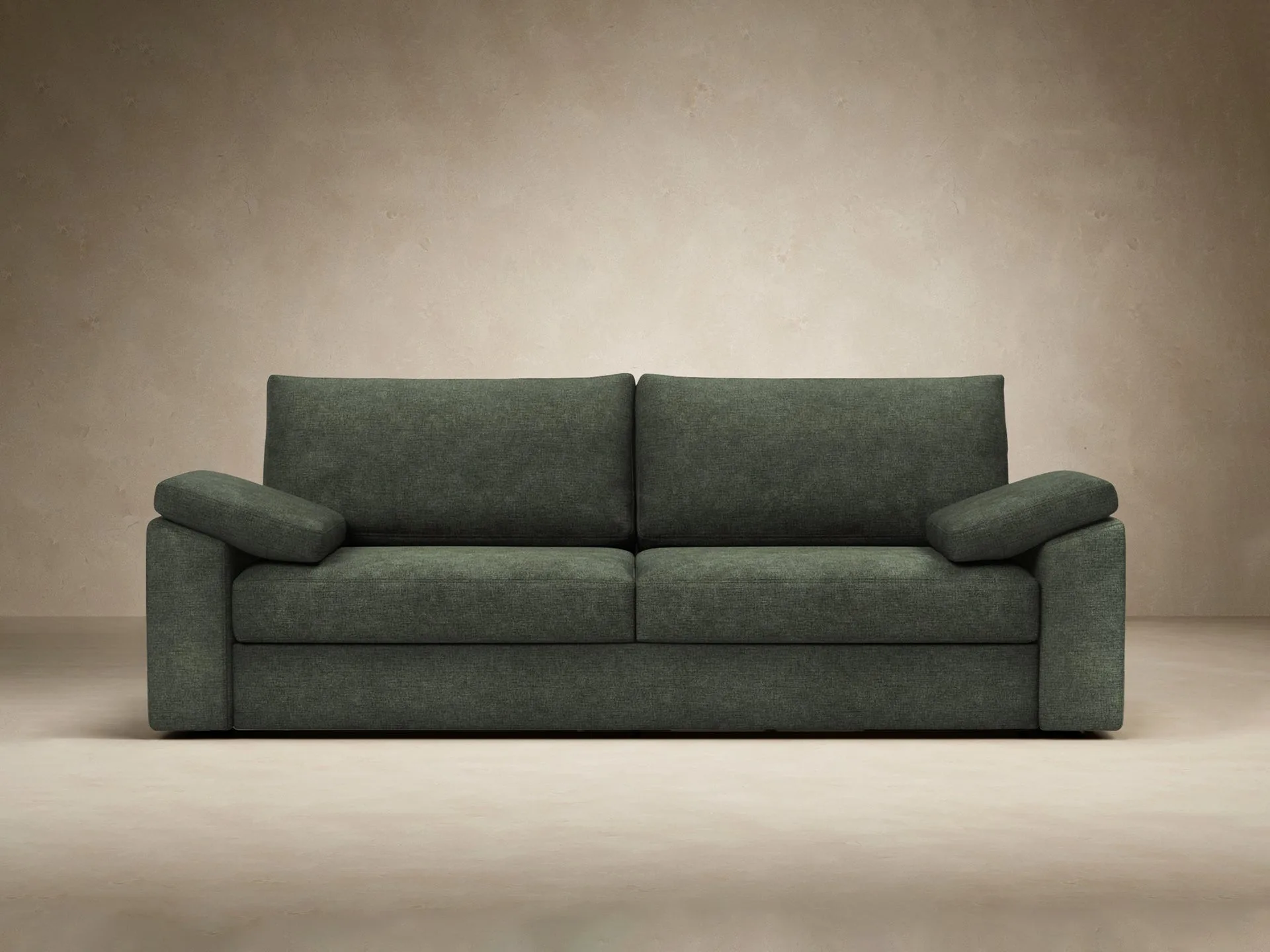 Vilander Cushion Arms Sofa Bed en espuma de alta resiliencia, color tela avella verde pino