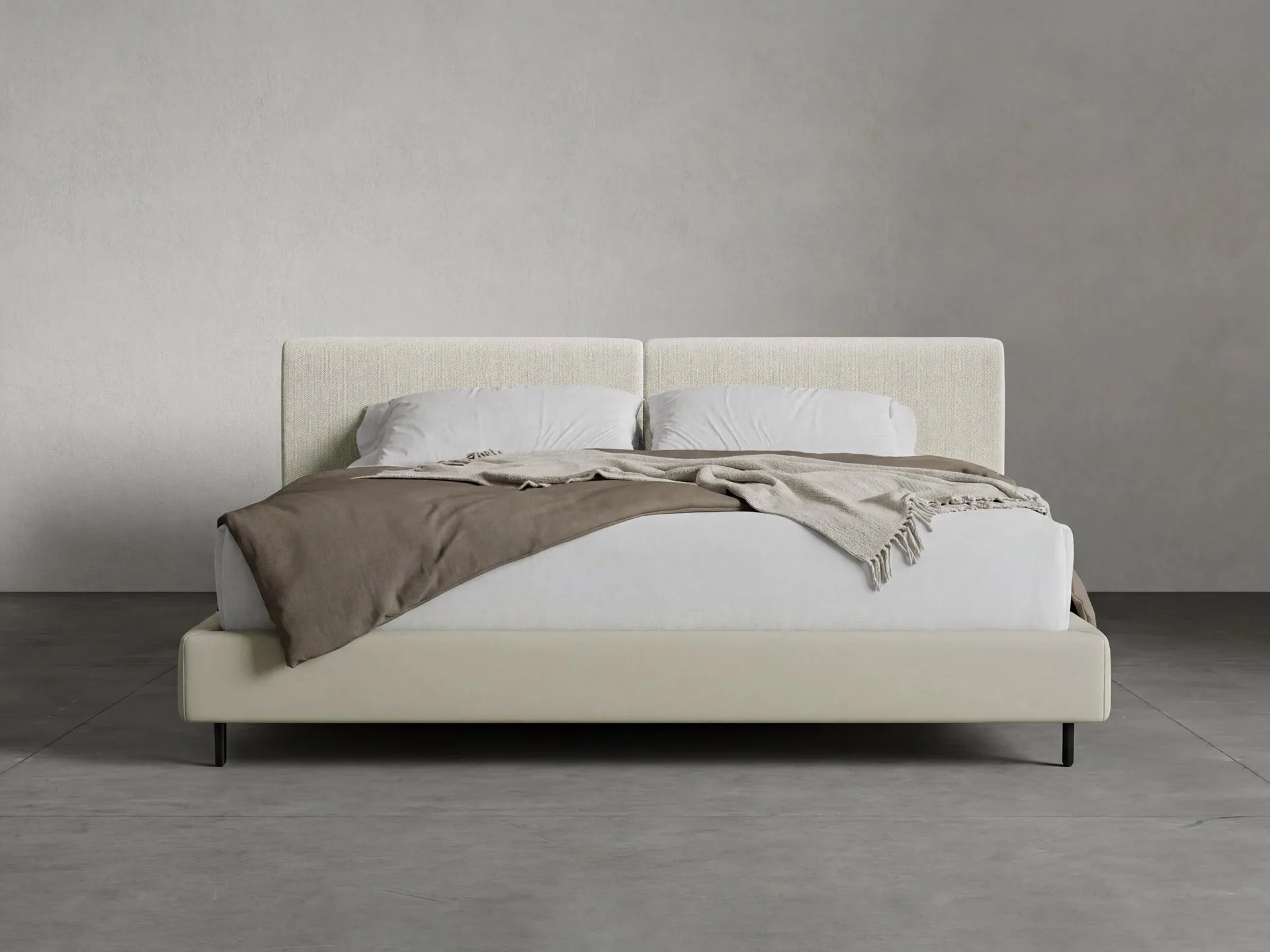 Bethune Bed en espuma de alta resiliencia, color tela alabastro tejido