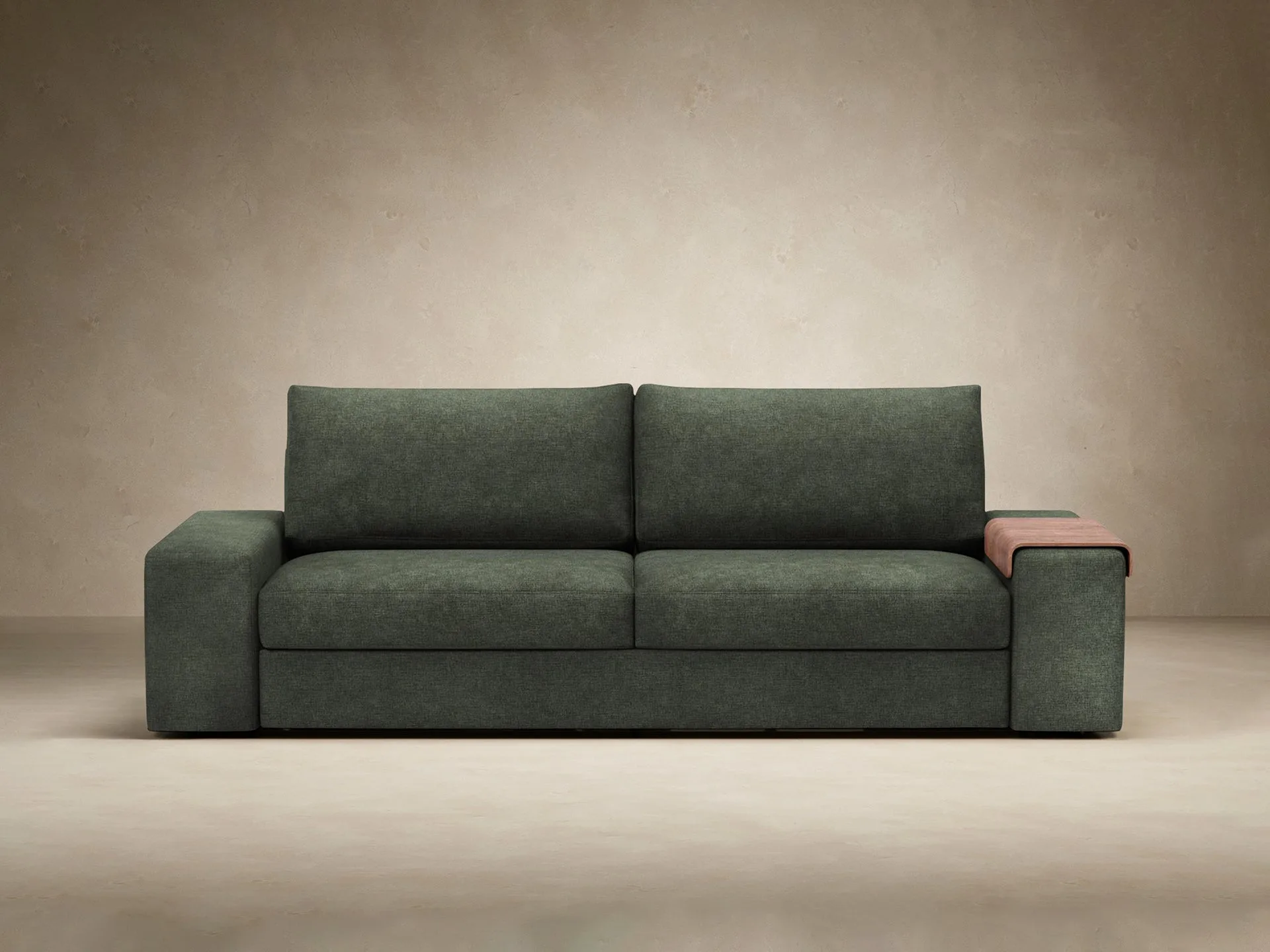 Vilander Wide Arms Sofa Bed en espuma de alta resiliencia, color tela avella verde pino