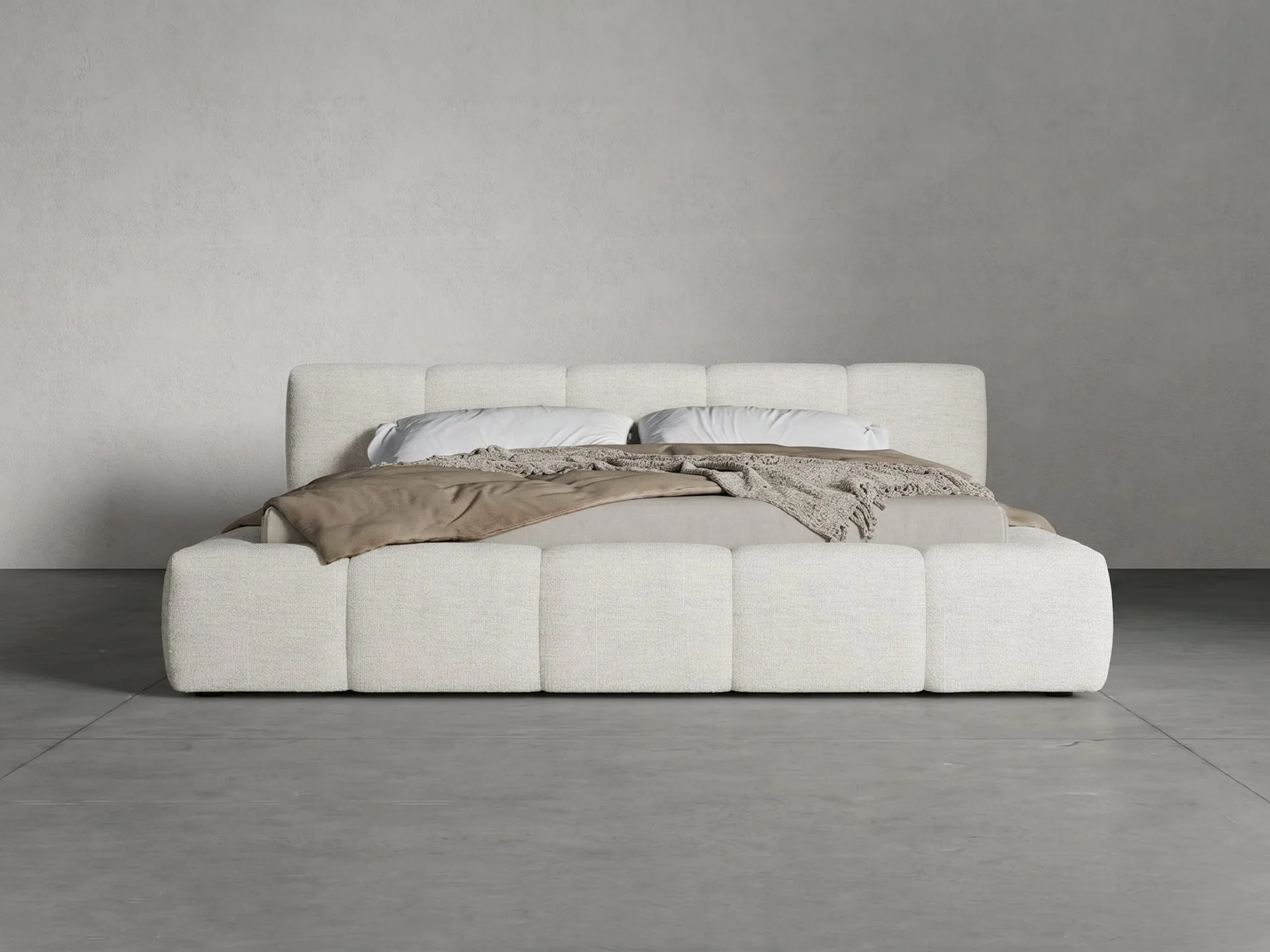 Halsted Bed en espuma de alta resiliencia, color tela merino perla