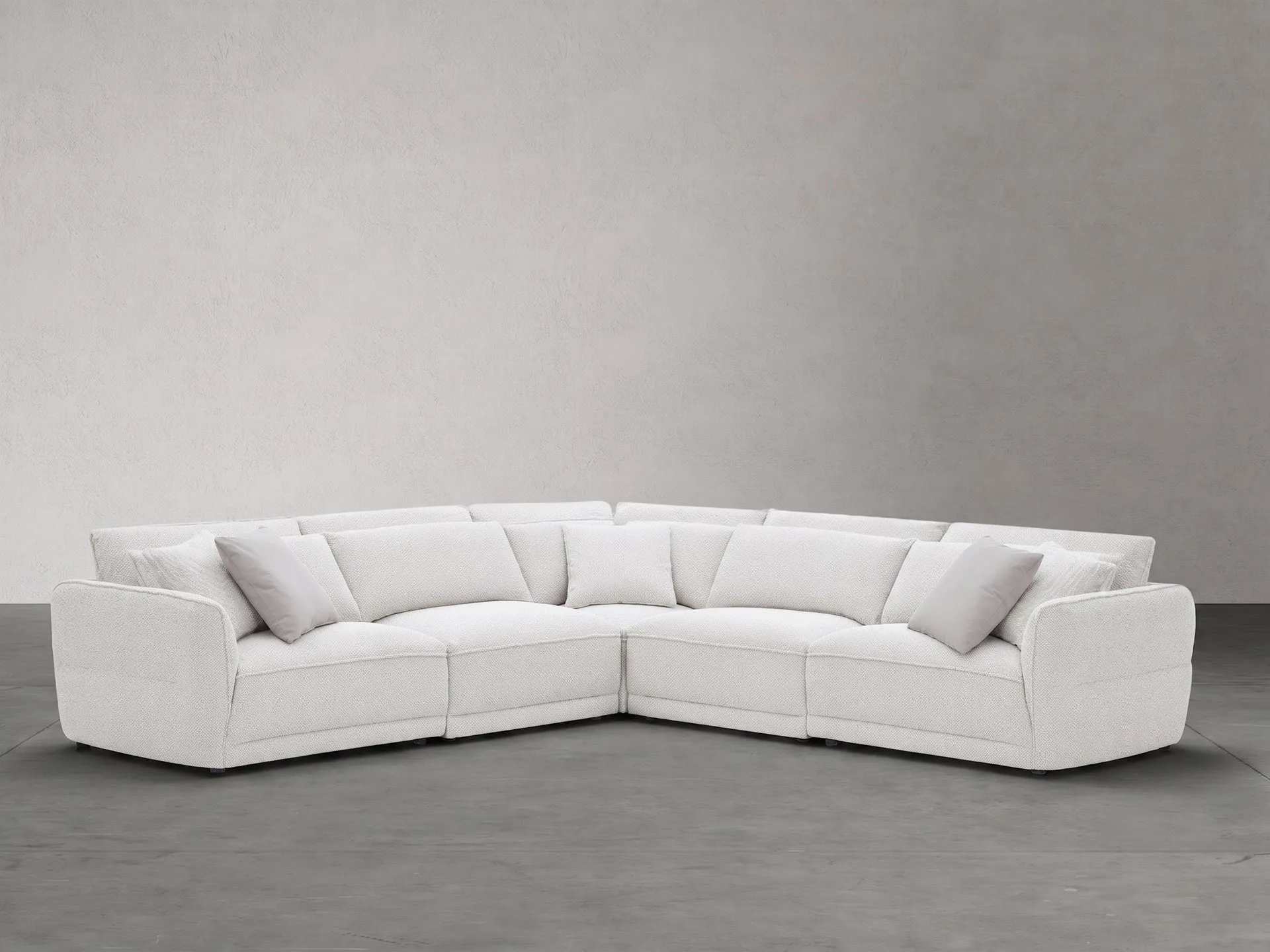 Astor Modular Sofa Set 01 en espuma de alta resiliencia, color tela lino texturizado