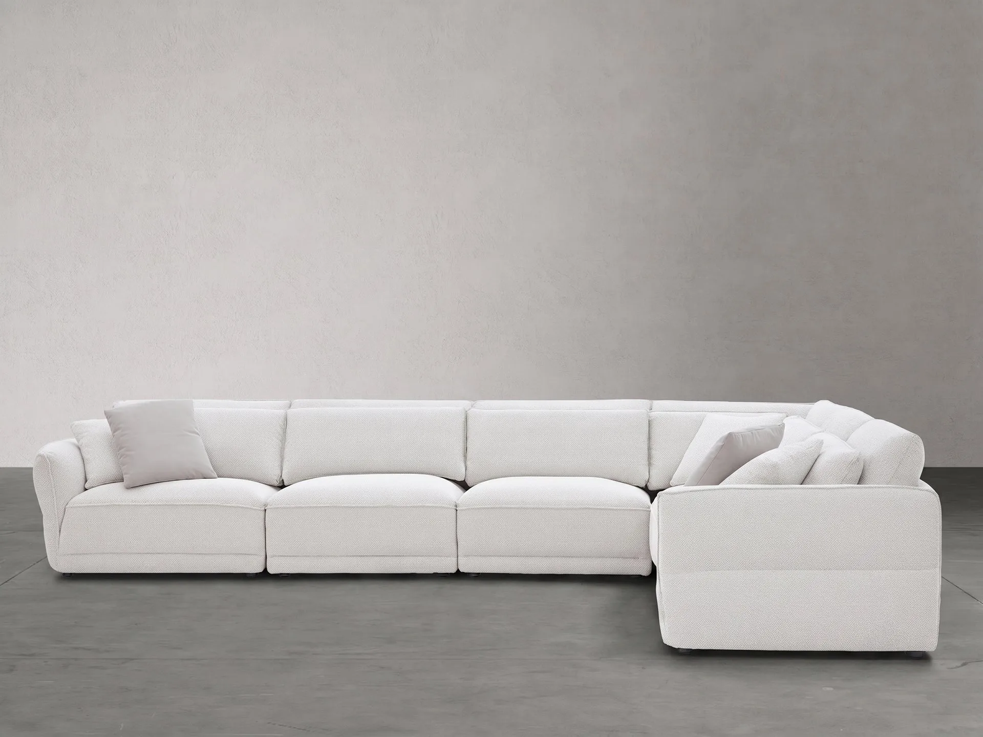 Astor Modular Sofa Set 02 en espuma de alta resiliencia, color tela lino texturizado