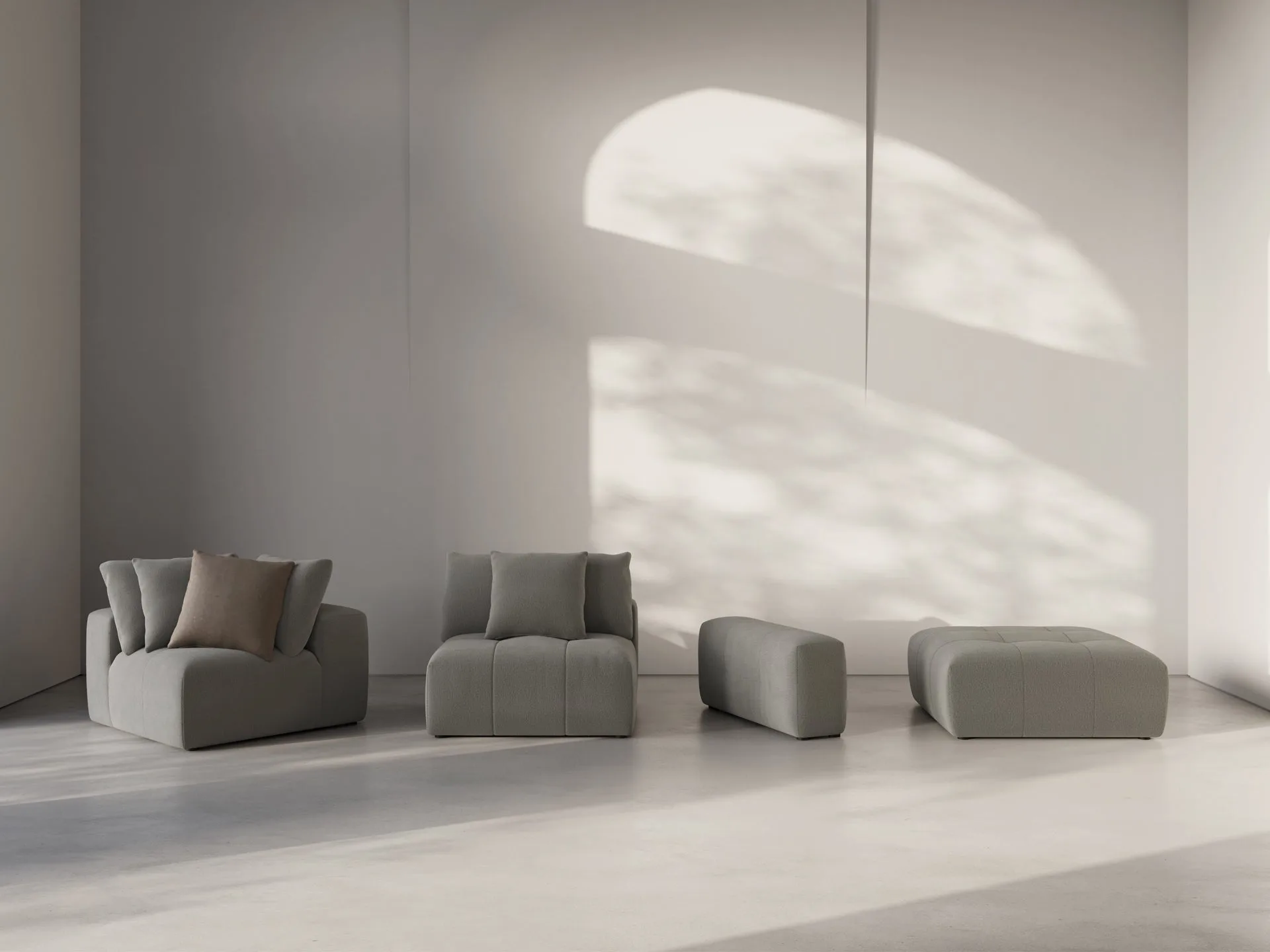 Fullerton Modular Sofa 05 en espuma de alta resiliencia, color tela capri trufa